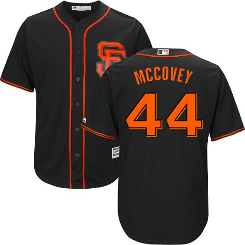 Giants #44 Willie McCovey Black Alternate Cool Base Stitched Youth MLB Jersey - Click Image to Close
